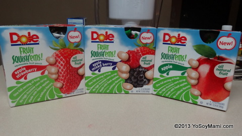 Las tres variedades de Dole Fruit Squish'ems